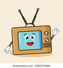 Cute Television Character Vector Illustration, A cute television character with playful expressions, suitable for various design projects