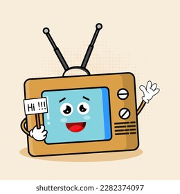 Cute Television Character Vector Illustration, A cute television character with playful expressions, suitable for various design projects