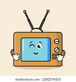Ilustración vectorial de caracteres de televisión, un personaje de televisión lindo con expresiones lúdicas, adecuado para varios proyectos de diseño