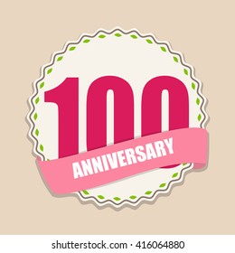 Cute Template 100 Years Anniversary Sign Vector Illustration EPS10