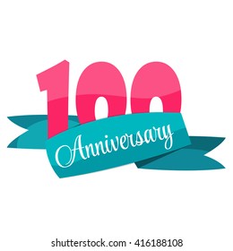 Cute Template 100 Years Anniversary Sign Vector Illustration EPS10