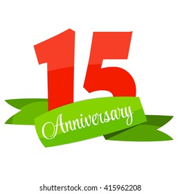 Cute Template 15 Years Anniversary Sign Vector Illustration EPS10