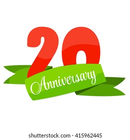 Cute Template 20 Years Anniversary Sign Vector Illustration EPS10