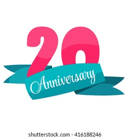 Cute Template 20 Years Anniversary Sign Vector Illustration EPS10