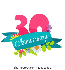 Cute Template 30 Years Anniversary Sign Vector Illustration EPS10