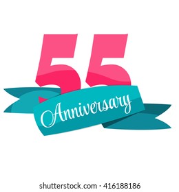 Cute Template 55 Years Anniversary Sign Vector Illustration EPS10