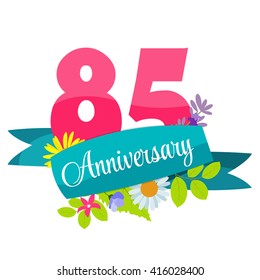 Cute Template 85 Years Anniversary Sign Vector Illustration EPS10