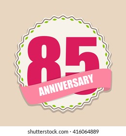 Cute Template 85 Years Anniversary Sign Vector Illustration EPS10