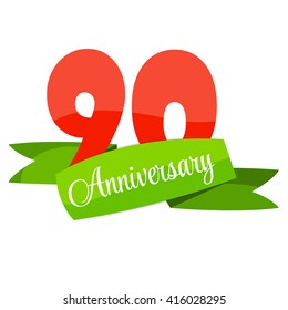 Cute Template 90 Years Anniversary Sign Vector Illustration EPS10