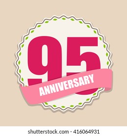 Cute Template 95 Years Anniversary Sign Vector Illustration EPS10