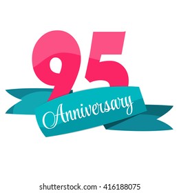 Cute Template 95 Years Anniversary Sign Vector Illustration EPS10