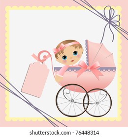 Cute template for baby arrival announcement card (EPS10)