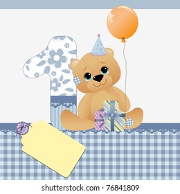 Cute template for baby birthday card (EPS10)