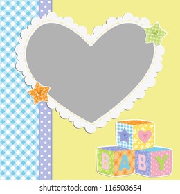 Cute template for baby's arrival announcement card or photo frame