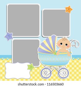 Cute template for baby's arrival announcement card or photo frame