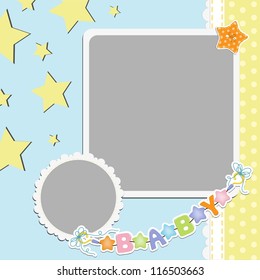 Cute template for baby's arrival announcement card or photo frame