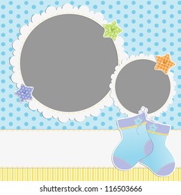 Cute template for baby's arrival announcement card or photo frame