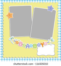 Cute template for baby's arrival announcement card or photo frame