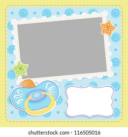 Cute template for baby's arrival announcement card or photo frame