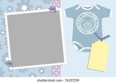 Cute template for baby's arrival announcement card or photo frame (EPS10)