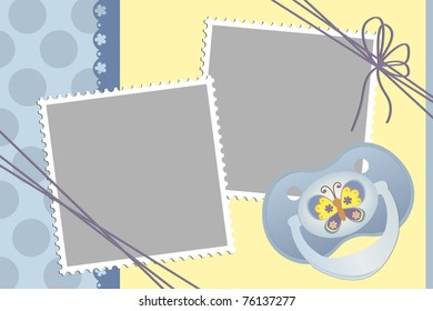 Cute template for baby's arrival announcement card or photo frame (EPS10)