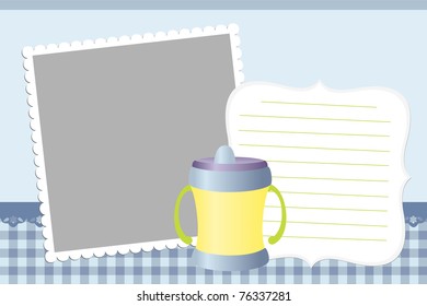 Cute template for baby's arrival announcement card or photo frame (EPS10)