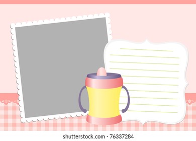Cute template for baby's arrival announcement card or photo frame (EPS10)