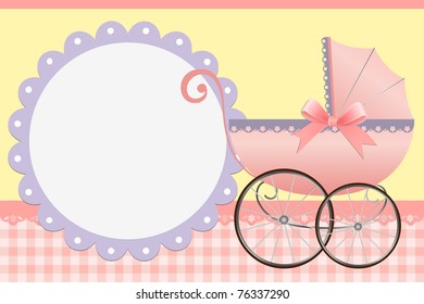Cute template for baby's arrival announcement card or photo frame (EPS10)