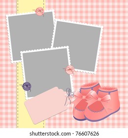 Cute template for baby's arrival announcement card or photo frame (EPS10)