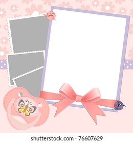 Cute template for baby's arrival announcement card or photo frame (EPS10)