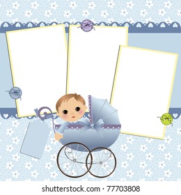 Cute template for baby's arrival announcement card or photo frame (EPS10)