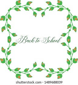 Cute template for back to school with ornament of floral frame. Vector