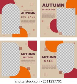 cute template banner set for social media special autumn season