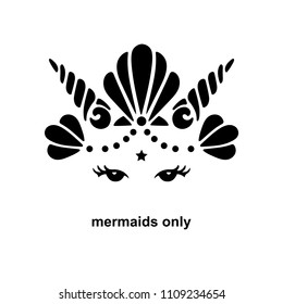 Cute template with Mermaid logo. Vector illustration. Mermaid crown for invitation, birthday, greetings, party, baby shop, t-shirt design.