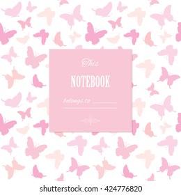 Cute template for scrapbook girly design, birthday, wedding, bridal shower, notebook cover, diary, photo album page. Pastel pink. Seamless pattern included.