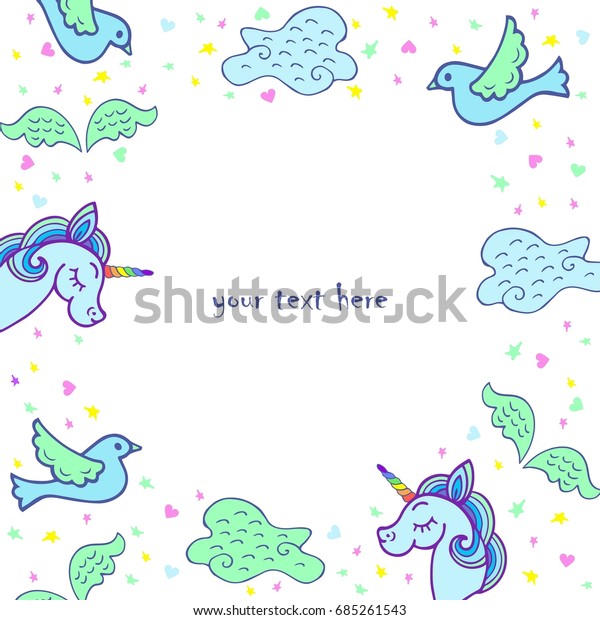 cute template unicorn wings bird cloud stock vector royalty free