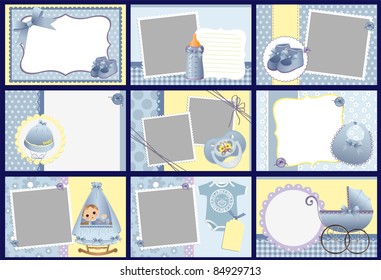 Cute templates for baby photo album frames postcards