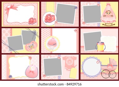 Cute templates for baby photo album frames postcards