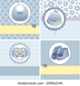 Cute templates set for baby arrival announcement card