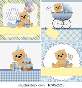 Cute templates set for baby arrival announcement card