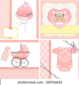 Cute templates set for baby arrival announcement card