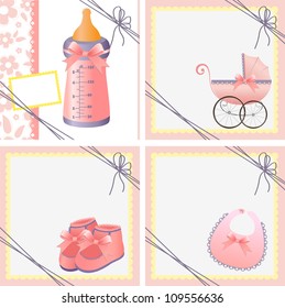 Cute templates set for baby arrival announcement card