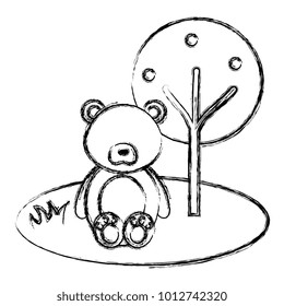 cute and tender bear in the camp character