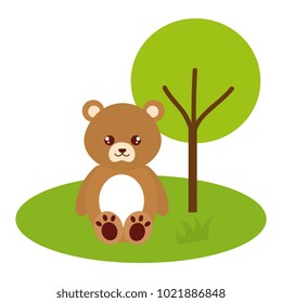 cute and tender bear in the camp character