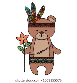 cute and tender bear with feather hat