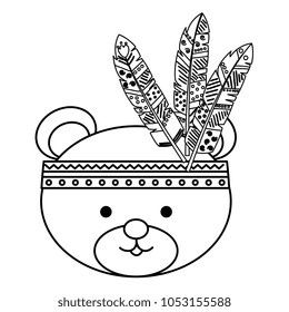 cute and tender bear with feather hat
