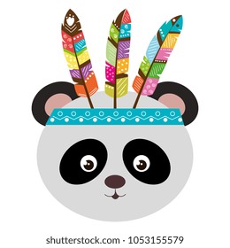cute and tender bear panda with feather hat