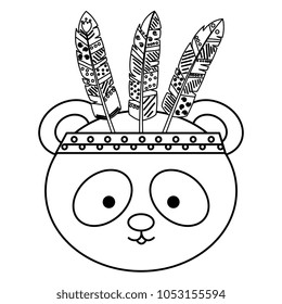 cute and tender bear panda with feather hat