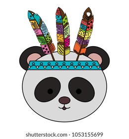cute and tender bear panda with feather hat