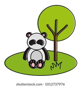 cute and tender bear panda in the jungle character